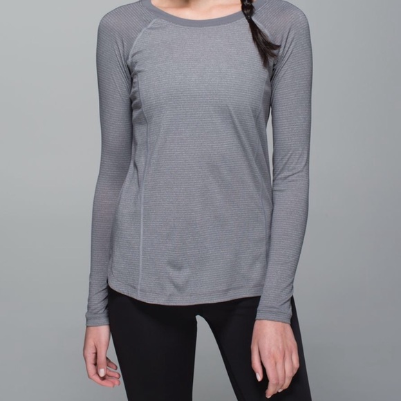 lululemon athletica Tops - Lululemon Turn It Up Gray Stripe Long Sleeve Top